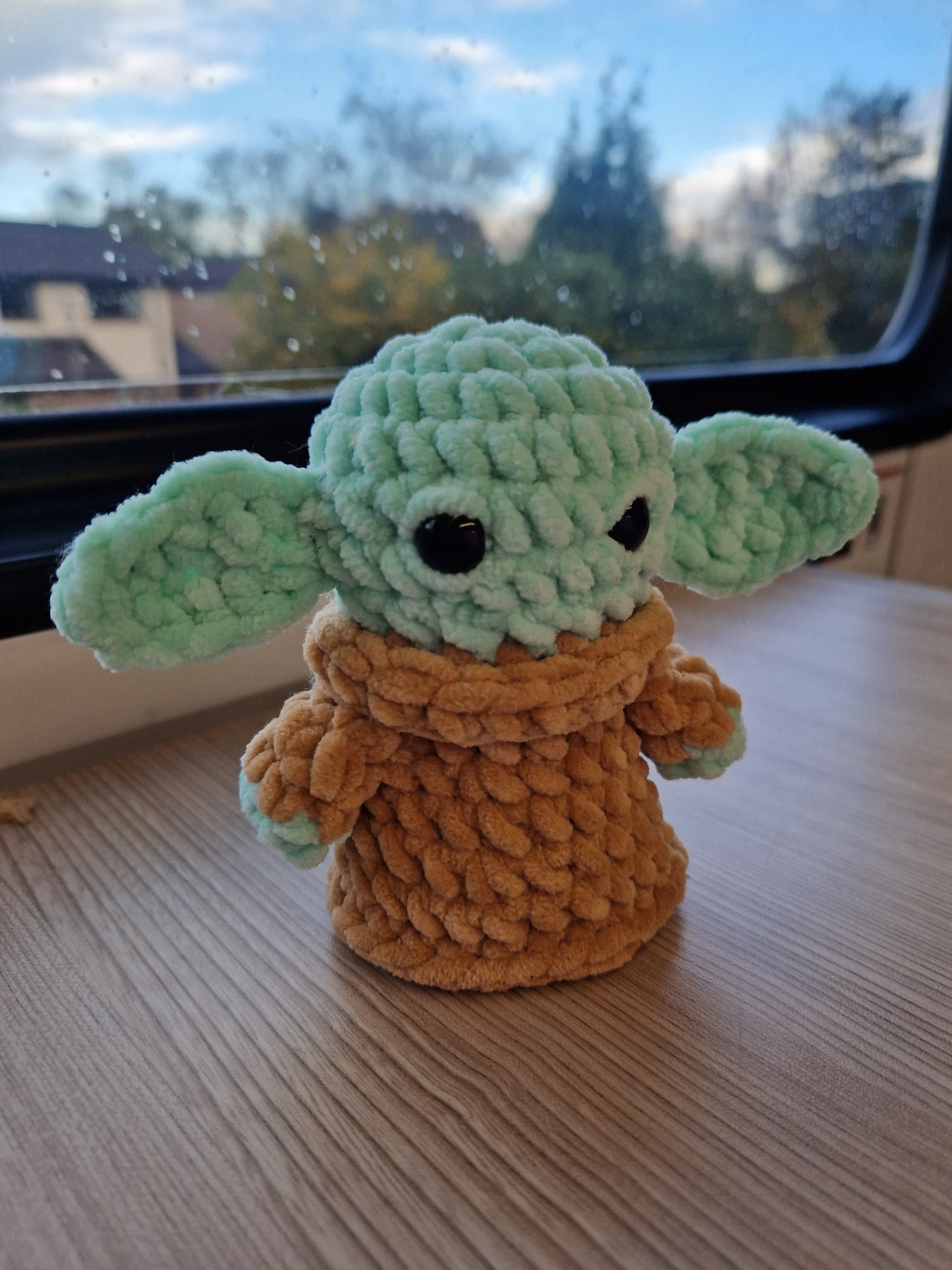 Baby yoda inspired handmade plushie